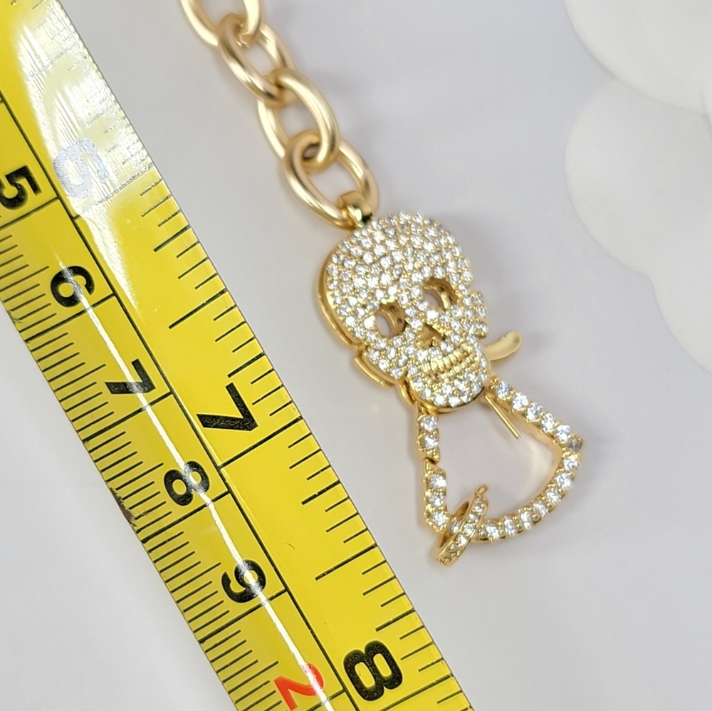 Bling Skull Pave CZ Gold Chain Bracelet NEW - Picture 9 of 10